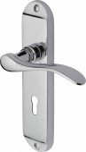 MAY7600-PC Heritage Brass Door Handle Lever Lock Maya Design Polished Chrome Finish