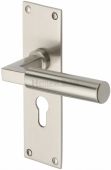 BAU7348-SN Heritage Brass Door Handle For Euro Profile Plate Bauhaus Design Satin Nickel Finish