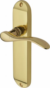 Click Here To Enlarge This Photo Of MAY7610-PB Heritage Brass Door Handle Lever Latch Maya Design Polished Brass Finish