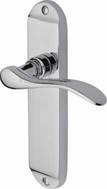 Click Here To Enlarge This Photo Of MAY7610-PC Heritage Brass Door Handle Lever Latch Maya Design Polished Chrome Finish