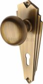 BR1800-AT Heritage Brass Mortice Knob on Lock Plate Broadway Design Antique Brass Finish