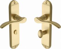 MAY7630-SB Heritage Brass Door Handle For Bathroom Maya Design Satin Brass Finish