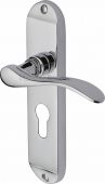 MAY7648-PC Heritage Brass Door Handle For Euro Profile Plate Maya Design Polished Chrome Finish
