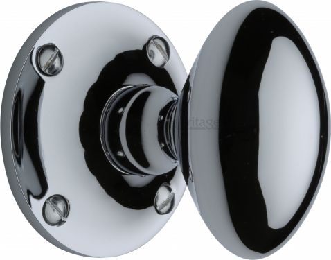 Click Here To Enlarge This Photo Of MAY960-PC Heritage Brass Mortice Knob on Rose Mayfair Design Polished Chrome Finish