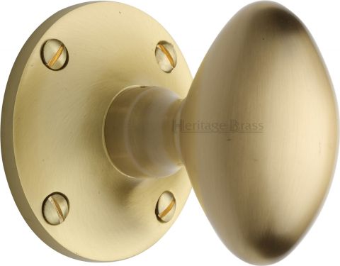 Click Here To Enlarge This Photo Of MAY960-SB Heritage Brass Mortice Knob on Rose Mayfair Design Satin Brass Finish