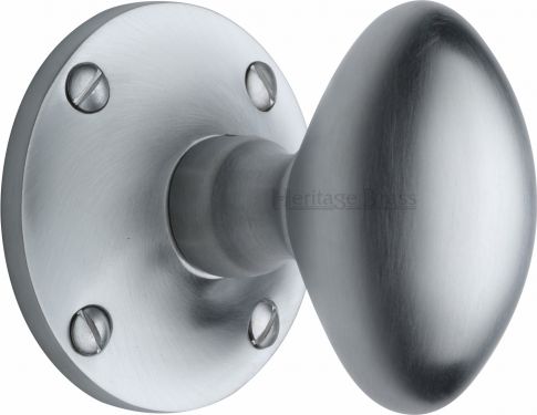Click Here To Enlarge This Photo Of MAY960-SC Heritage Brass Mortice Knob on Rose Mayfair Design Satin Chrome Finish