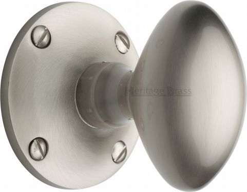 Click Here To Enlarge This Photo Of MAY960-SN Heritage Brass Mortice Knob on Rose Mayfair Design Satin Nickel Finish