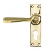 45761 From The Anvil Polished Brass Straight Lever Euro Lock Set