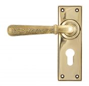 46212 From The Anvil Aged Brass Hammered Newbury Lever Euro Set