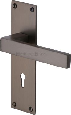 Click Here To Enlarge This Photo Of MET4900-MB Heritage Brass Door Handle Lever Lock Metro Design Matt Bronze Finish