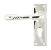 46220 From The Anvil Polished Nickel Hammered Newbury Lever Euro Set