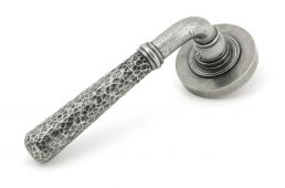 49989 From The Anvil Pewter Hammered Newbury Lever on Rose Set (Plain) - Unsprung