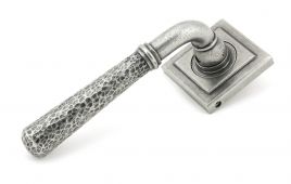 49992 From The Anvil Pewter Hammered Newbury Lever on Rose Set (Square) - Unsprung