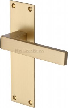 Click Here To Enlarge This Photo Of MET4910-SB Heritage Brass Door Handle Lever Latch Metro Design Satin Brass Finish