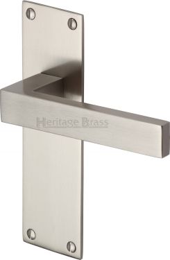 Click Here To Enlarge This Photo Of MET4910-SN Heritage Brass Door Handle Lever Latch Metro Design Satin Nickel Finish