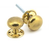 46031 From The Anvil Aged Brass Hammered Mushroom Mortice/Rim Knob Set