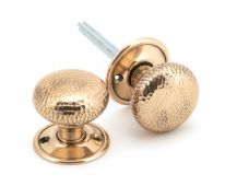 46035 From The Anvil Polished Bronze Hammered Mushroom Mortice/Rim Knob Set