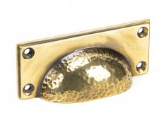 46036 From The Anvil Aged Brass Hammered Art Deco Drawer Pull