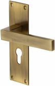 MET4948-AT Heritage Brass Door Handle For Euro Profile Plate Metro Design Antique Brass Finish