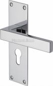 MET4948-PC Heritage Brass Door Handle For Euro Profile Plate Metro Design Polished Chrome Finish