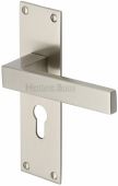MET4948-SN Heritage Brass Door Handle For Euro Profile Plate Metro Design Satin Nickel Finish