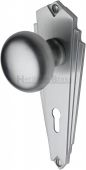 BR1800-SC Heritage Brass Mortice Knob on Lock Plate Broadway Design Satin Chrome Finish