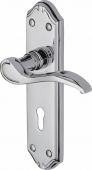 MM624-PC Heritage Brass Door Handle Lever Lock Verona Small Design Polished Chrome Finish