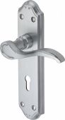 MM624-SC Heritage Brass Door Handle Lever Lock Verona Small Design Satin Chrome Finish