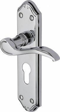 Click Here To Enlarge This Photo Of MM625-PC Heritage Brass Door Handle For Euro Profile Plate Verona Small Design Polished Chrome Finish