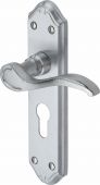 MM625-SC Heritage Brass Door Handle For Euro Profile Plate Verona Small Design Satin Chrome Finish