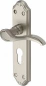 MM625-SN Heritage Brass Door Handle For Euro Profile Plate Verona Small Design Satin Nickel Finish