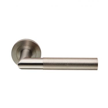 Click Here To Enlarge This Photo Of SWL1169SSS - Carlisle Brass Eurospec 'Crown' Knurled Designer Lever on Round Rose (G304) Satin Stainless Steel