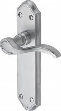 Click Here To Enlarge This Photo Of MM627-SC Heritage Brass Door Handle Lever Latch Verona Small Design Satin Chrome Finish