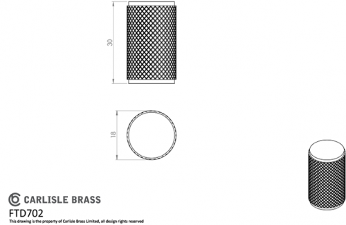 Click Here To Enlarge This Photo Of FTD702AB - Carlisle Brass Fingertip Design Knurled Knob 18mm dia (30mm projection) Antique Brass