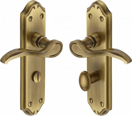 Click Here To Enlarge This Photo Of MM628-AT Heritage Brass Door Handle For Bathroom Verona Small Design Antique Brass Finish