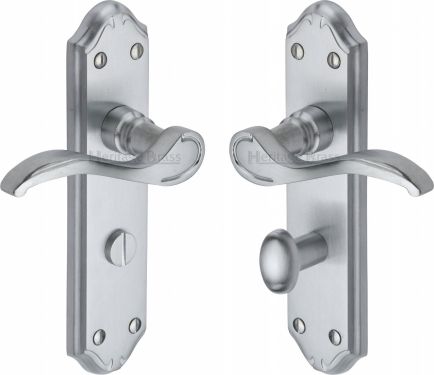 Click Here To Enlarge This Photo Of MM628-SC Heritage Brass Door Handle For Bathroom Verona Small Design Satin Chrome Finish