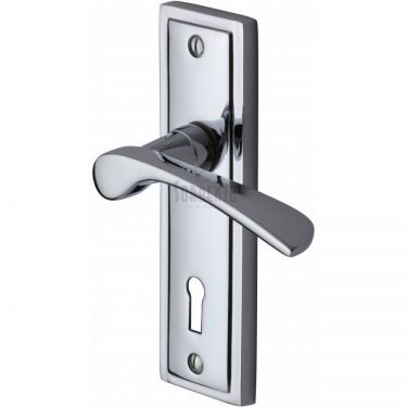 Click Here To Enlarge This Photo Of BOS1000-PC M.Marcus Sorrento Door Handle Lever Lock Boston Design Polished Chrome Finish