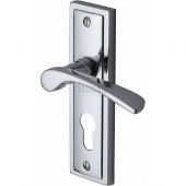 BOS1048-PC M.Marcus Sorrento Door Handle For Euro Profile Plate Boston Design Polished Chrome Finish