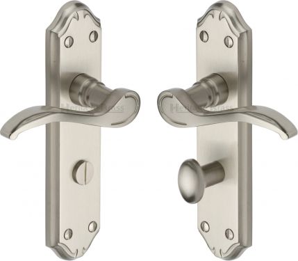 Click Here To Enlarge This Photo Of MM628-SN Heritage Brass Door Handle For Bathroom Verona Small Design Satin Nickel Finish