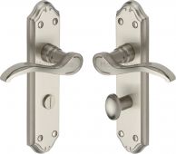 MM628-SN Heritage Brass Door Handle For Bathroom Verona Small Design Satin Nickel Finish