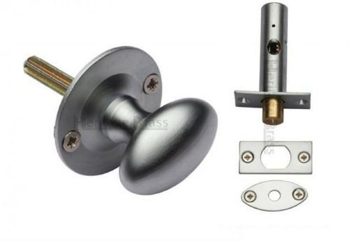 Click Here To Enlarge This Photo Of BT5+RB7-SC Heritage Brass Oval Thumbturn with Bolt Satin Chrome Finish