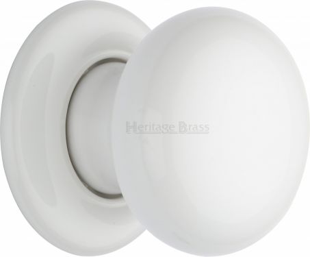 Click Here To Enlarge This Photo Of 5010-PR Heritage Brass White Mortice Knob with Porcelain Base