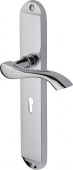 MM7200-PC Heritage Brass Door Handle Lever Lock Algarve Long Design Polished Chrome Finish