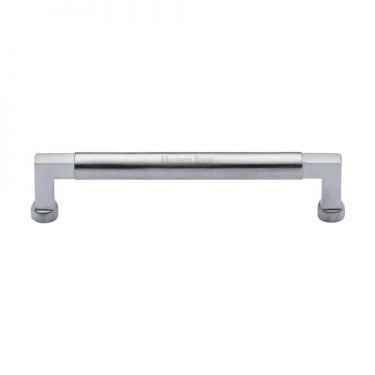 Click Here To Enlarge This Photo Of C0312 160-SC Heritage Brass Cabinet Pull Bauhaus Design 160mm ctc Satin Chrome Finish