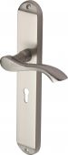MM7200-SN Heritage Brass Door Handle Lever Lock Algarve Long Design Satin Nickel Finish