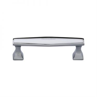 Click Here To Enlarge This Photo Of C0334 128-PC Heritage Brass Cabinet Pull Deco Design 128mm ctc Polished Chrome Finish