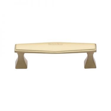 Click Here To Enlarge This Photo Of C0334 128-SB Heritage Brass Cabinet Pull Deco Design 128mm ctc Satin Brass Finish