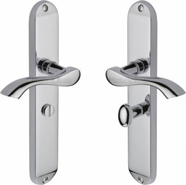 Click Here To Enlarge This Photo Of MM7230-PC Heritage Brass Door Handle For Bathroom Algarve Long Design Polished Chrome Finish