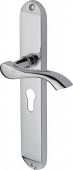 MM7248-PC Heritage Brass Door Handle For Euro Profile Plate Algarve Long Design Polished Chrome Finish