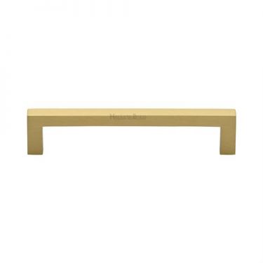 Click Here To Enlarge This Photo Of C0339 128-SB Heritage Brass Cabinet Pull City Design 128mm ctc Satin Brass Finish